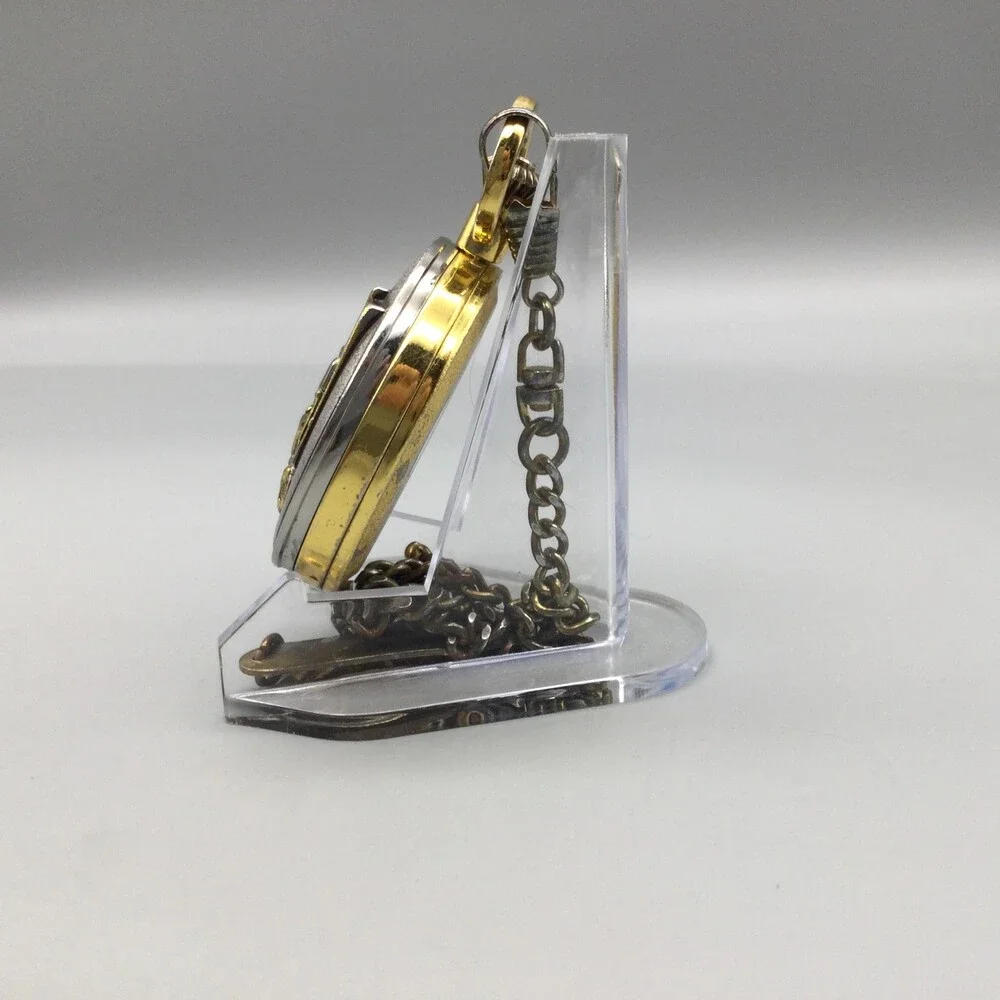 Milan Pocket Watch Men 48mm Silver Gold Tone Truck Full Hunter Chain New Battery